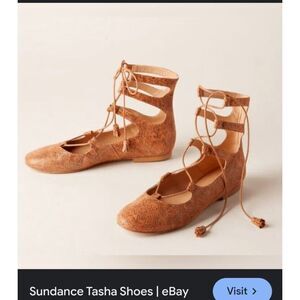 Sundance Women's Nude‎ Leather Lace Up Tasha Gladiator Flats Sz 40/ US 9.5